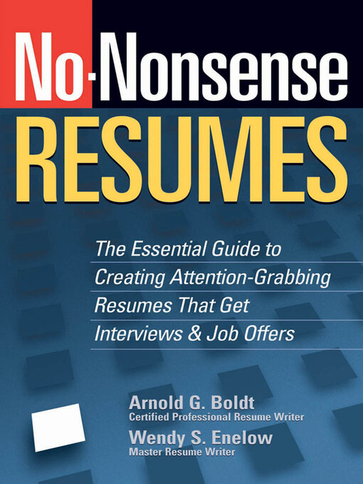 Title details for No-Nonsense Resumes by Arnold G. Boldt - Available